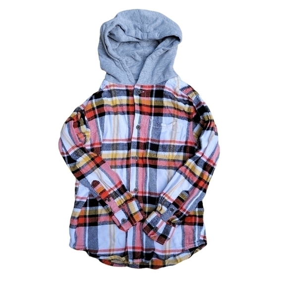 Wonder Nation size small (6-7) long sleeve hooded button down shirt - Picture 1 of 11